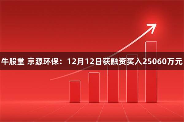 牛股堂 京源环保：12月12日获融资买入25060万元