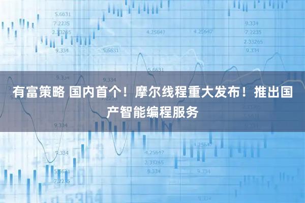有富策略 国内首个！摩尔线程重大发布！推出国产智能编程服务